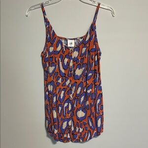 Cabi Orange and Blue Button Down Tank Top Size Medium